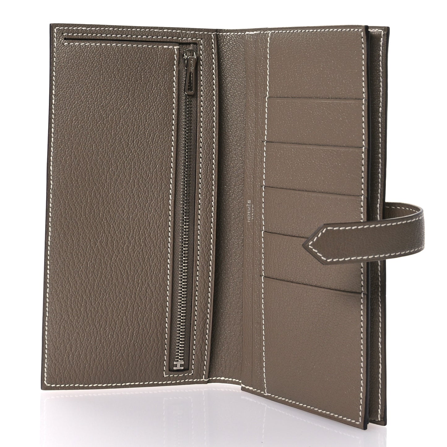 Chevre Mysore Bearn Gusset Wallet Etoupe