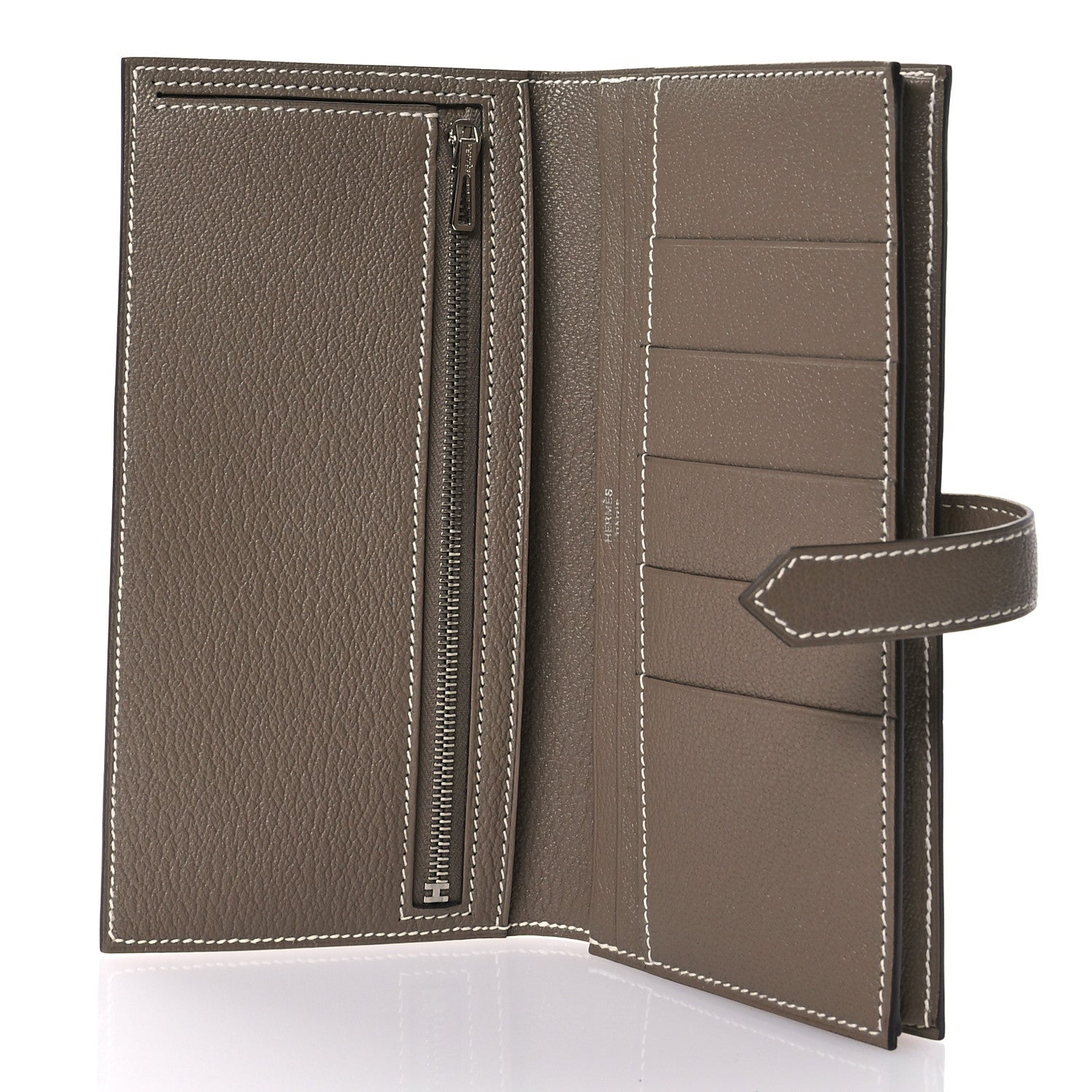Hermes Chevre Mysore Bearn Gusset Wallet Etoupe 5 of 8