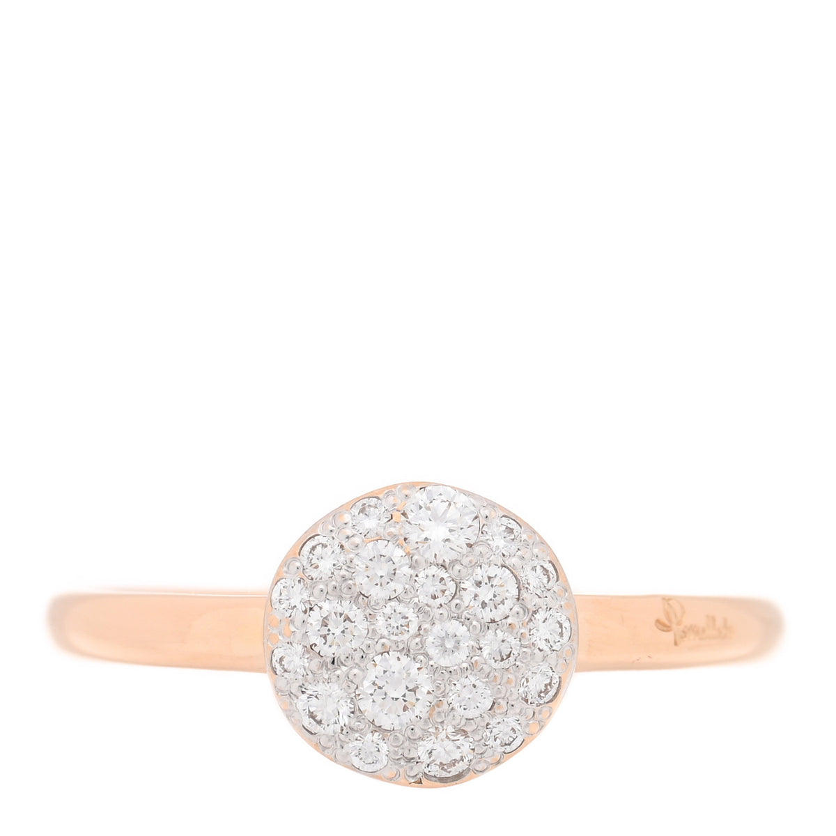 Pomellato 18K Rose Gold Diamond Small Round Sabbia Ring 55 7.25 1 of 5