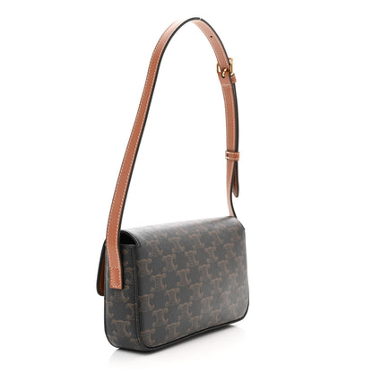 Celine Canvas Calfskin Triomphe Shoulder Bag Tan 3 of 11