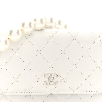 Chanel Lambskin Quilted Mini Pearl Wallet On Chain WOC White 8 of 10