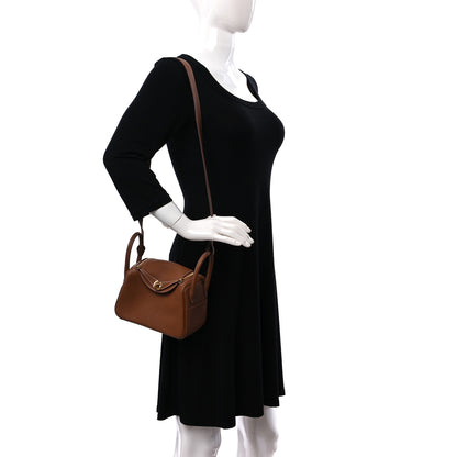 Hermes Taurillon Clemence Mini Lindy 20 Gold 2 of 10