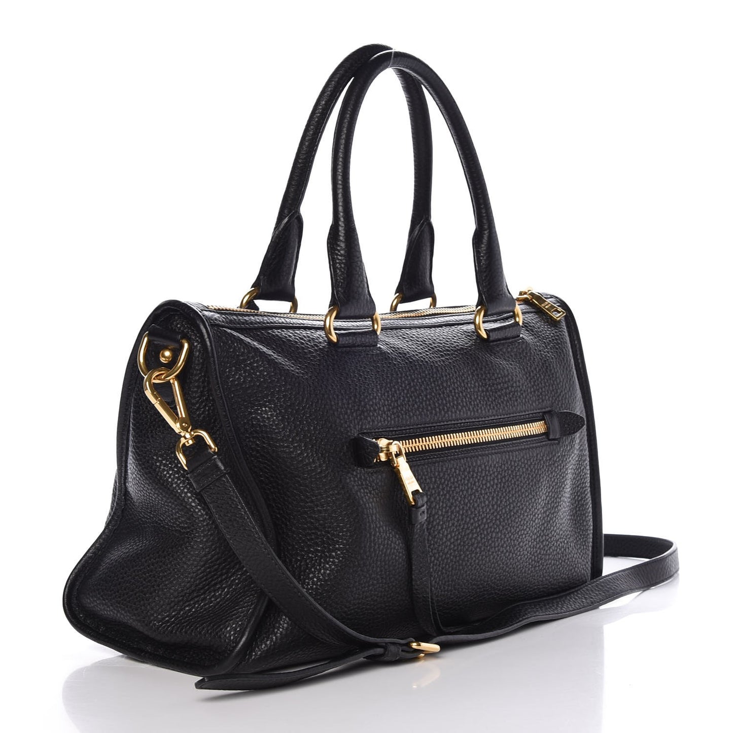 Vitello Daino Shopping Satchel Black