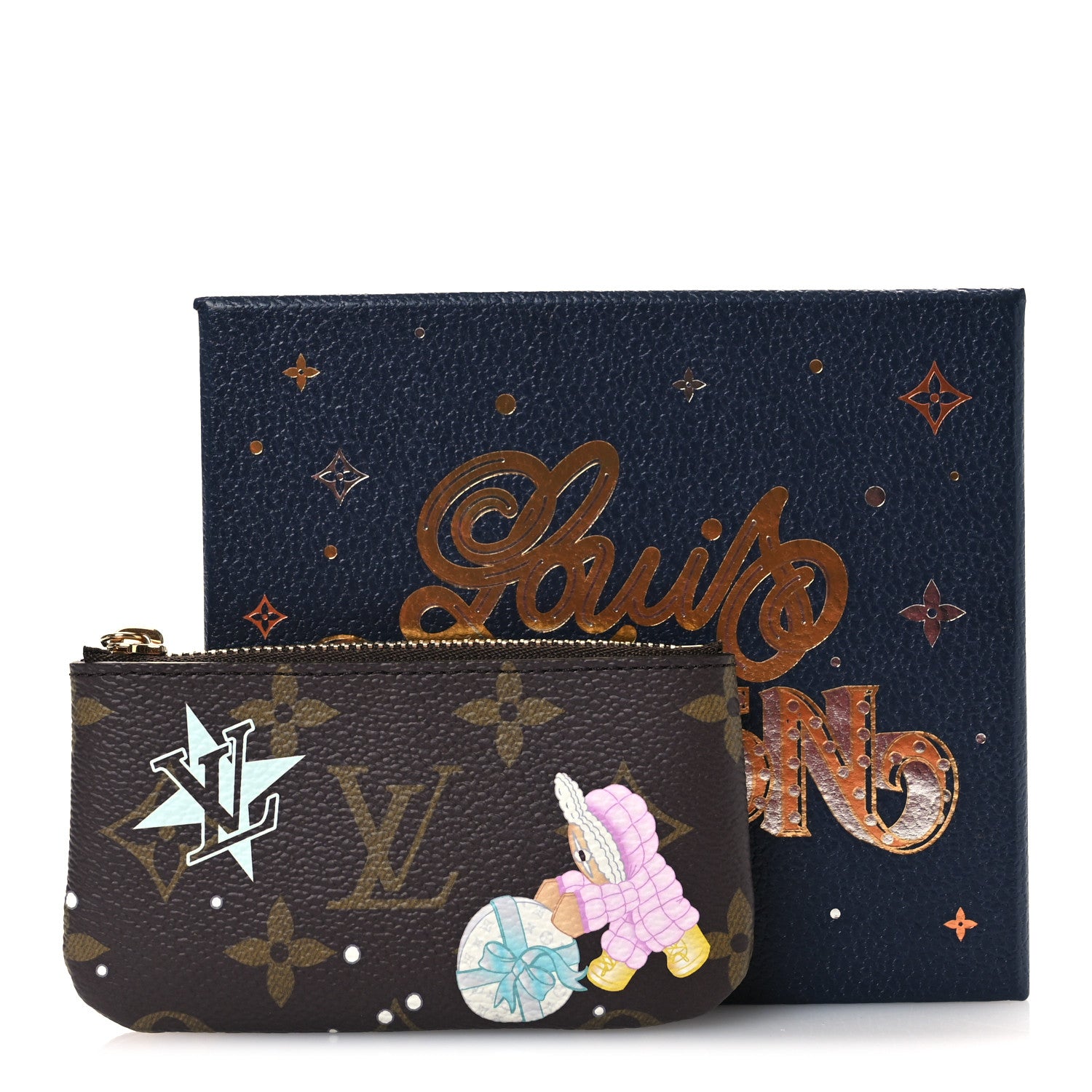 Louis Vuitton Monogram 2025 Christmas Animation Key Pouch Azur