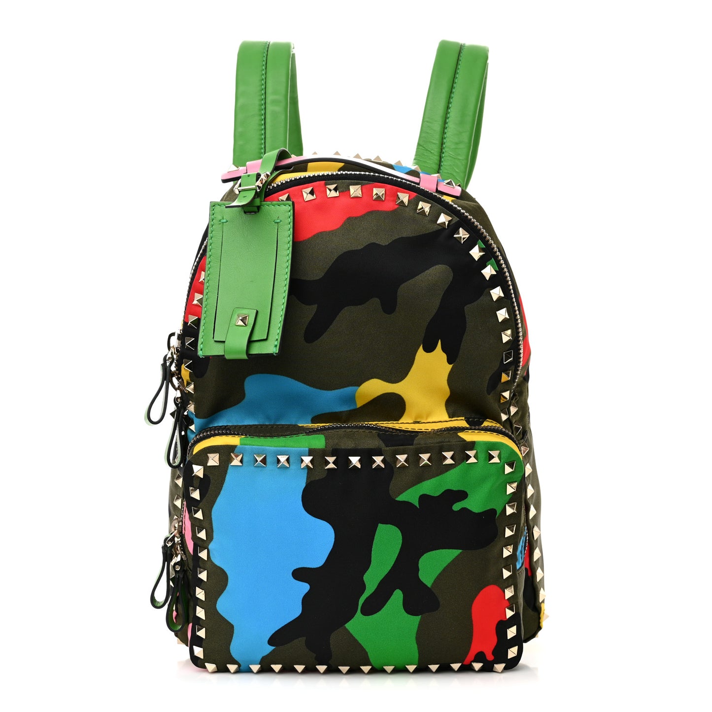 Nylon Psychedelic Camouflage Medium Rockstud Backpack Multicolor