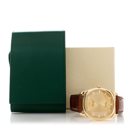 Rolex 18K Yellow Gold Alligator 38mm Cellini Manual Winding Watch Champagne 4243 2 of 6