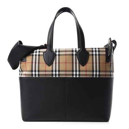 Burberry Calfskin Vintage Check Kingswood Achly Diaper Bag Black 1 of 12