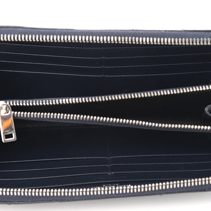 Saint Laurent Grain De Poudre Matelasse Chevron Monogram Zip Around Wallet Deep Marine 5 of 10