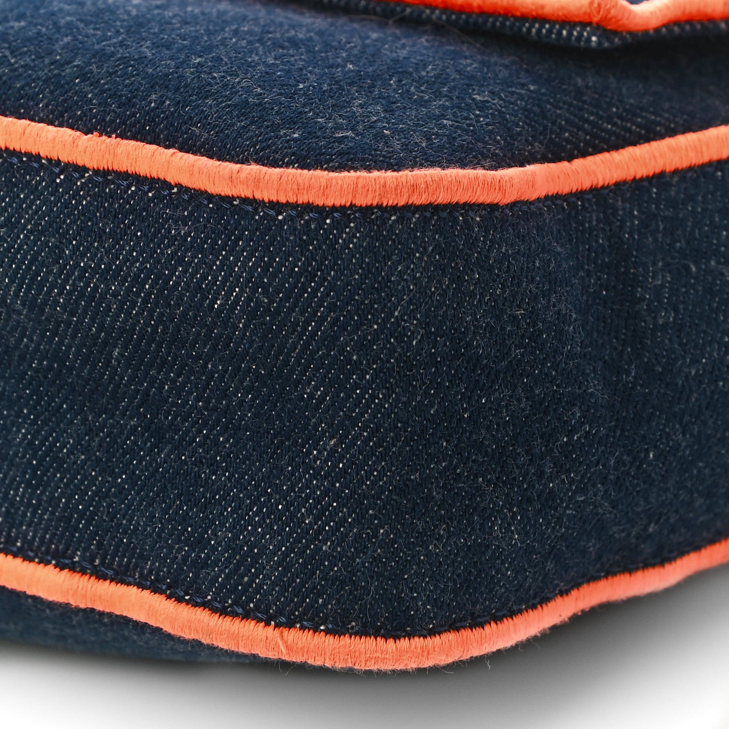 Fendi Denim Large Baguette Blue Arancio Fluo 8 of 10