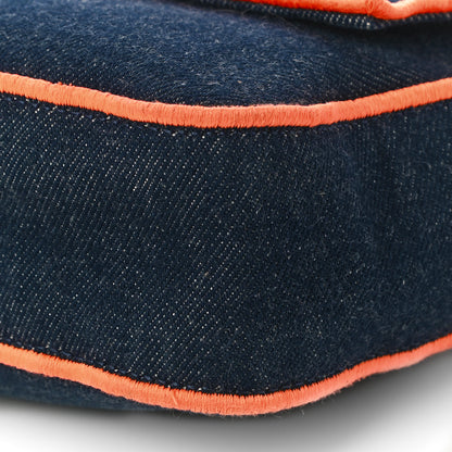 Fendi Denim Large Baguette Blue Arancio Fluo 8 of 10