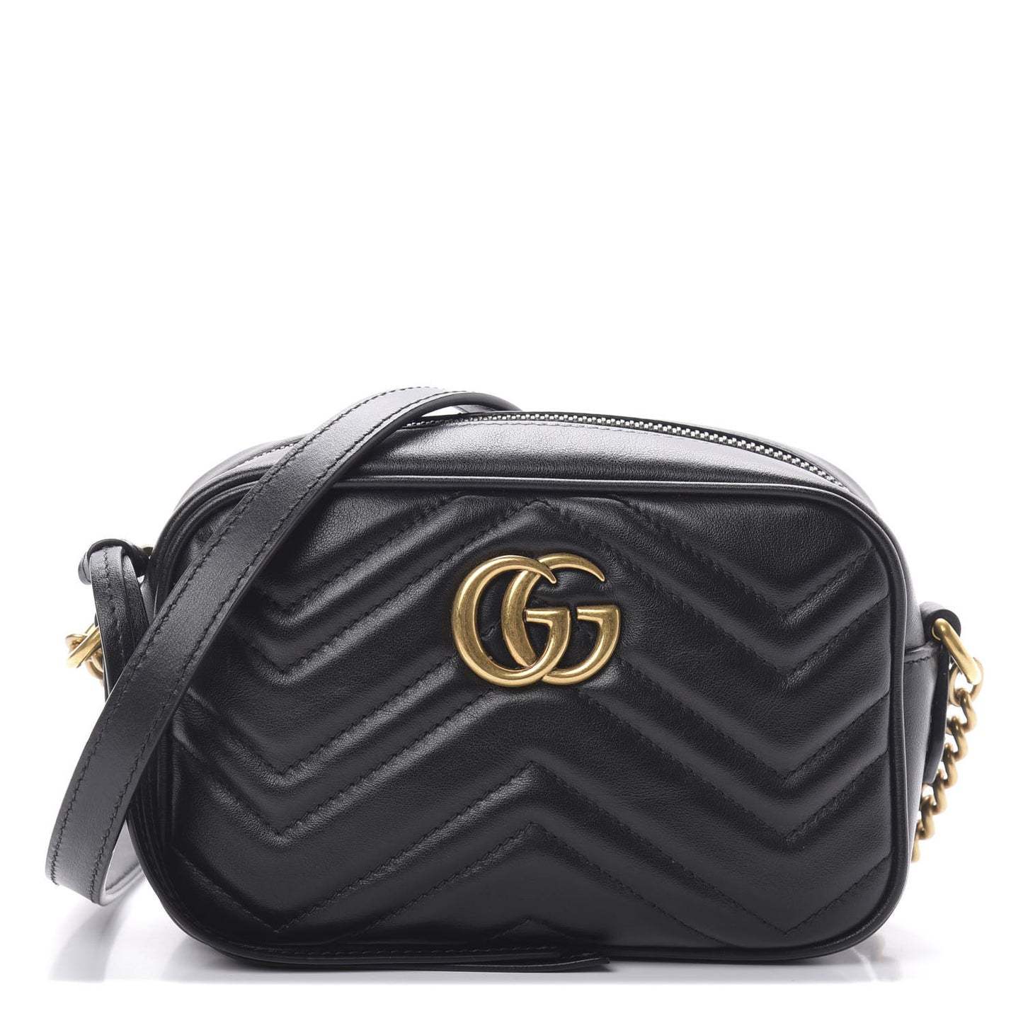 Calfskin Matelasse Mini GG Marmont Chain Shoulder Bag Black