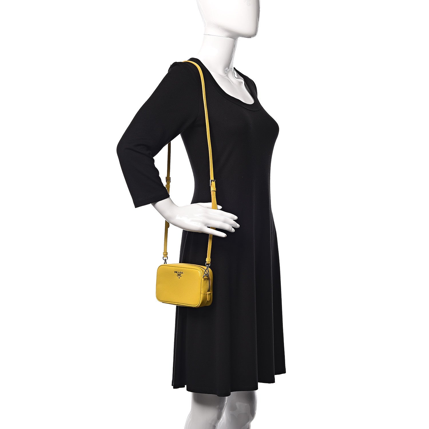 Prada Saffiano Mini Camera Crossbody Bag Soleil 2 of 8