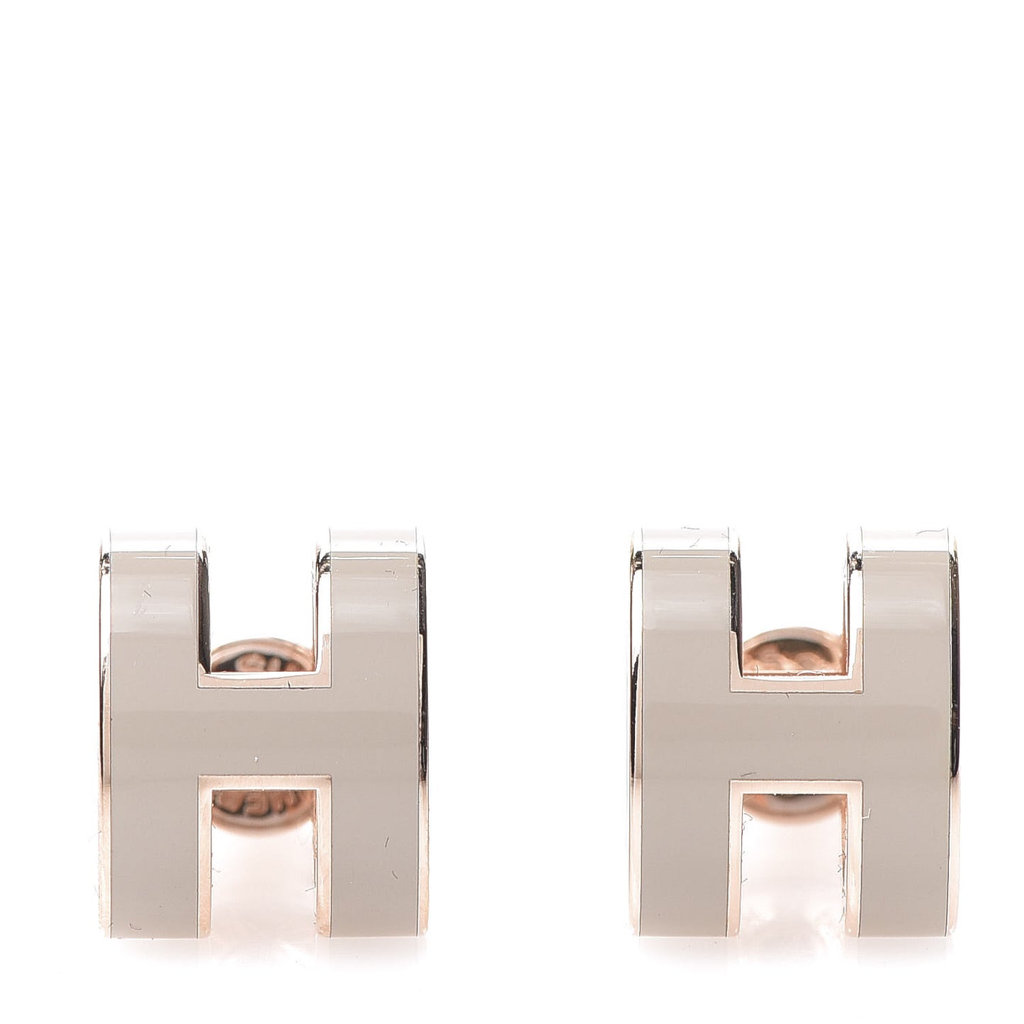 Rose Gold Lacquered Pop H Earrings Marron Glace