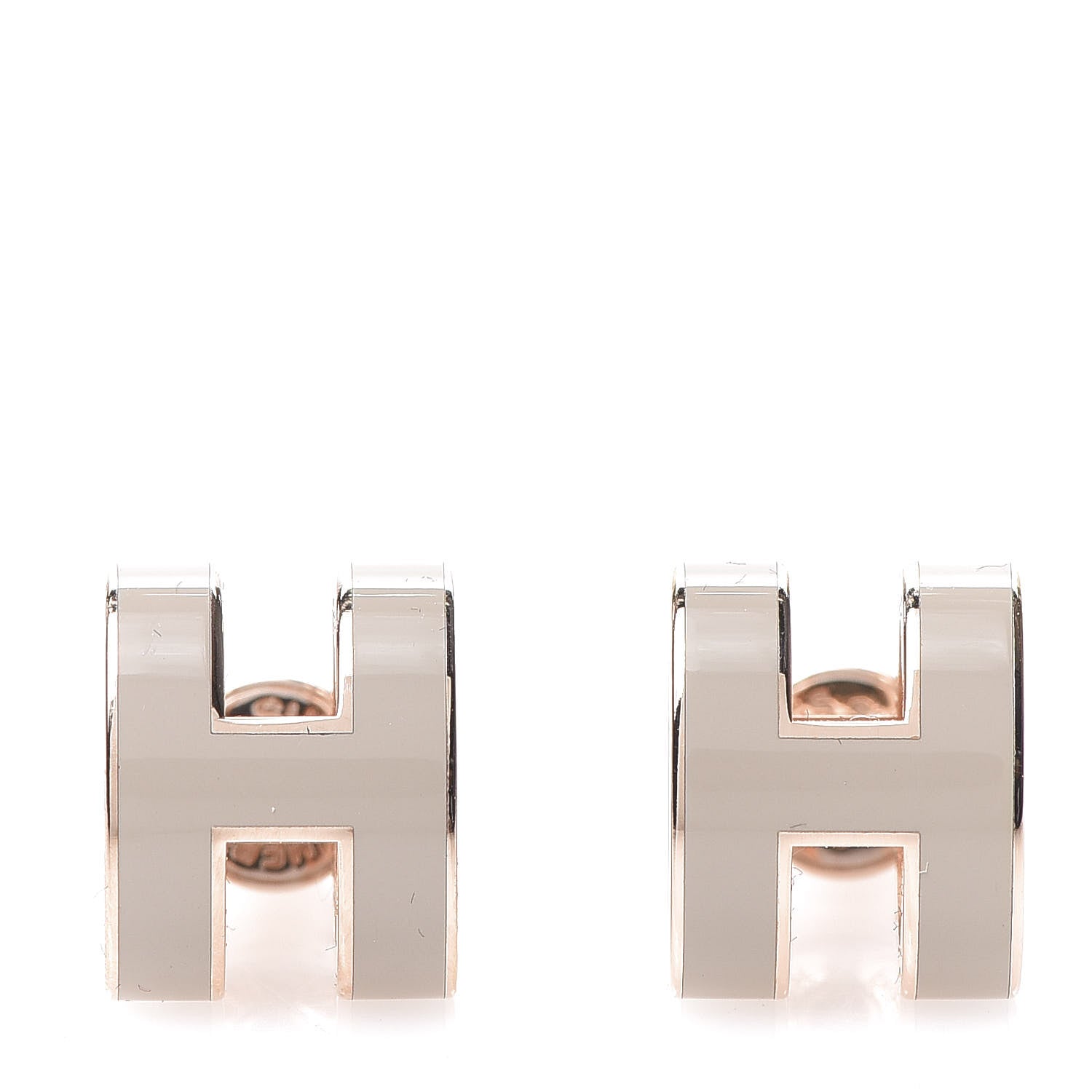 Hermes Rose Gold Lacquered Pop H Earrings Marron Glace 1 of 5