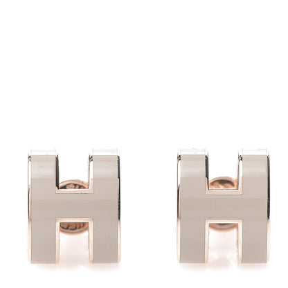Hermes Rose Gold Lacquered Pop H Earrings Marron Glace 1 of 5