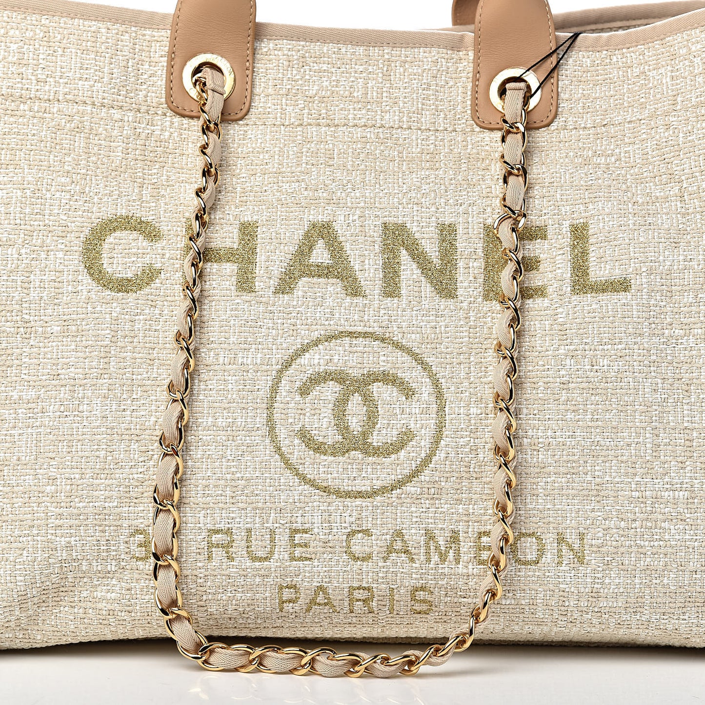 Woven Straw Raffia Large Deauville Tote Light Beige