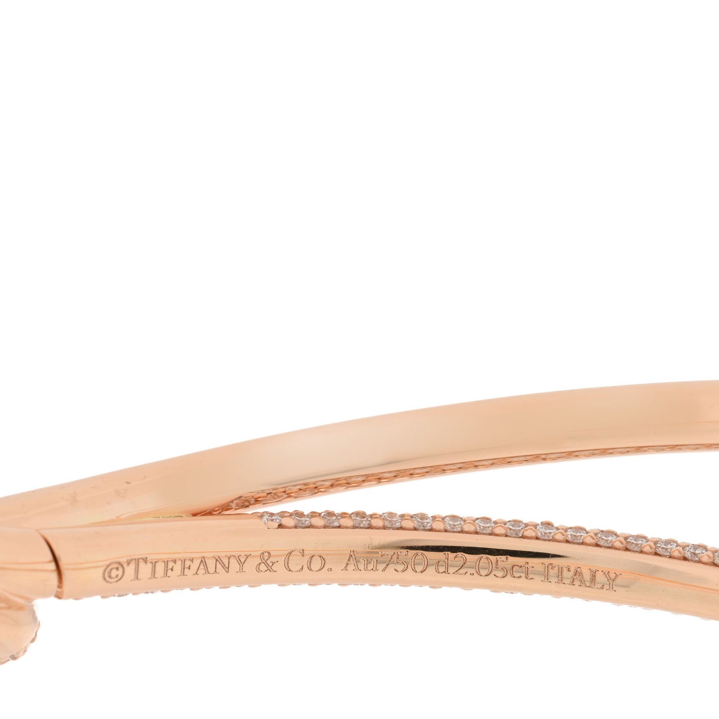 18K Yellow Gold Diamond Knot Double Row Hinged Bangle Bracelet