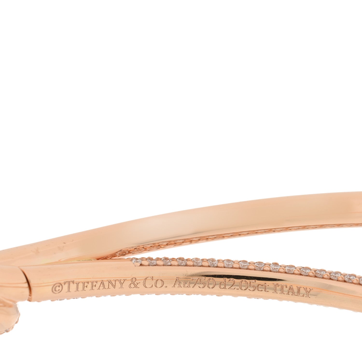 Tiffany 18K Yellow Gold Diamond Knot Double Row Hinged Bangle Bracelet 3 of 4