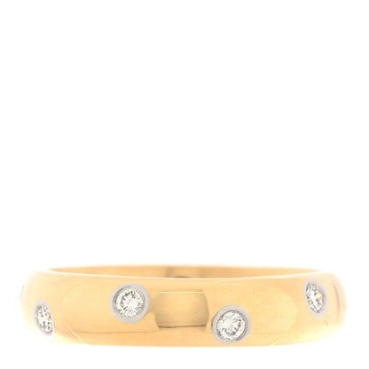 Tiffany 18K Yellow Gold Platinum Diamond 4mm Etoile Band Ring 51 5.75 5 of 10