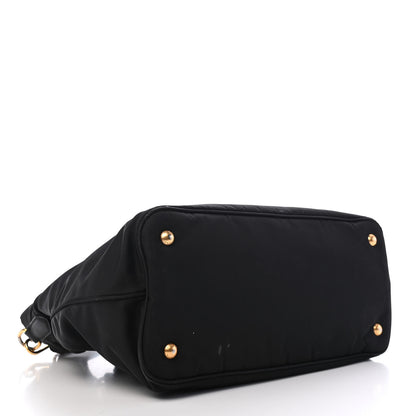 Prada Tessuto Nylon Soft Calfskin Tote Black 3 of 9