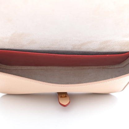 Celine Grained Shiny Calfskin Strap Clutch Light Taupe Red 5 of 10