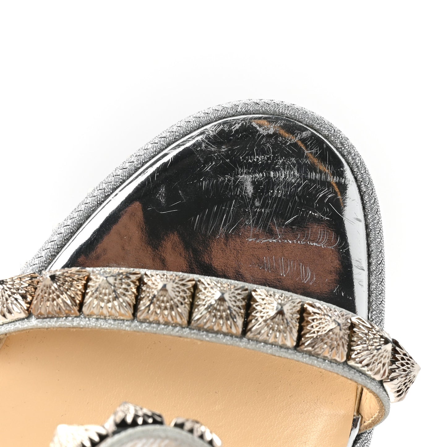 Glitter Nappa Mica Pyraclou 110 Wedge Sandals 41 Silver