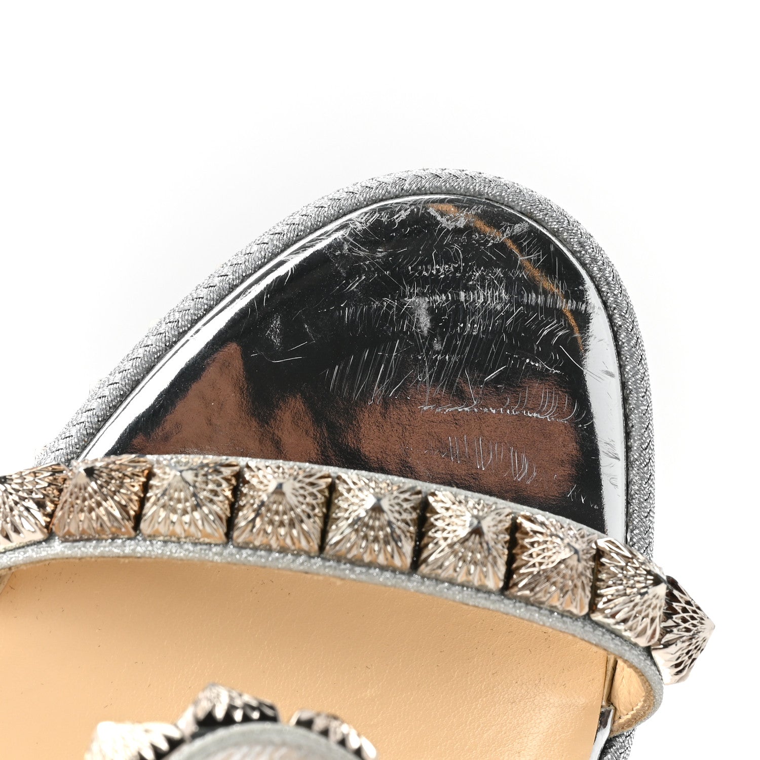 Christian Louboutin Glitter Nappa Mica Pyraclou 110 Wedge Sandals 41 Silver 10 of 13