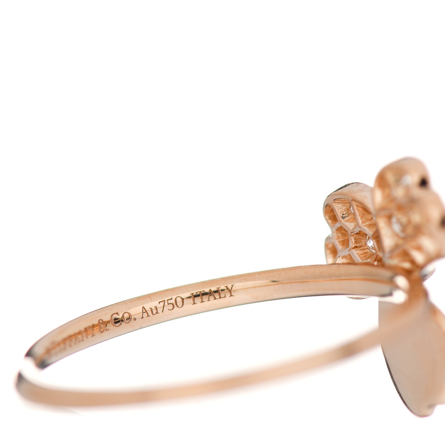 Tiffany 18K Rose Gold Diamond Paper Flowers Ring 54 7 5 of 5