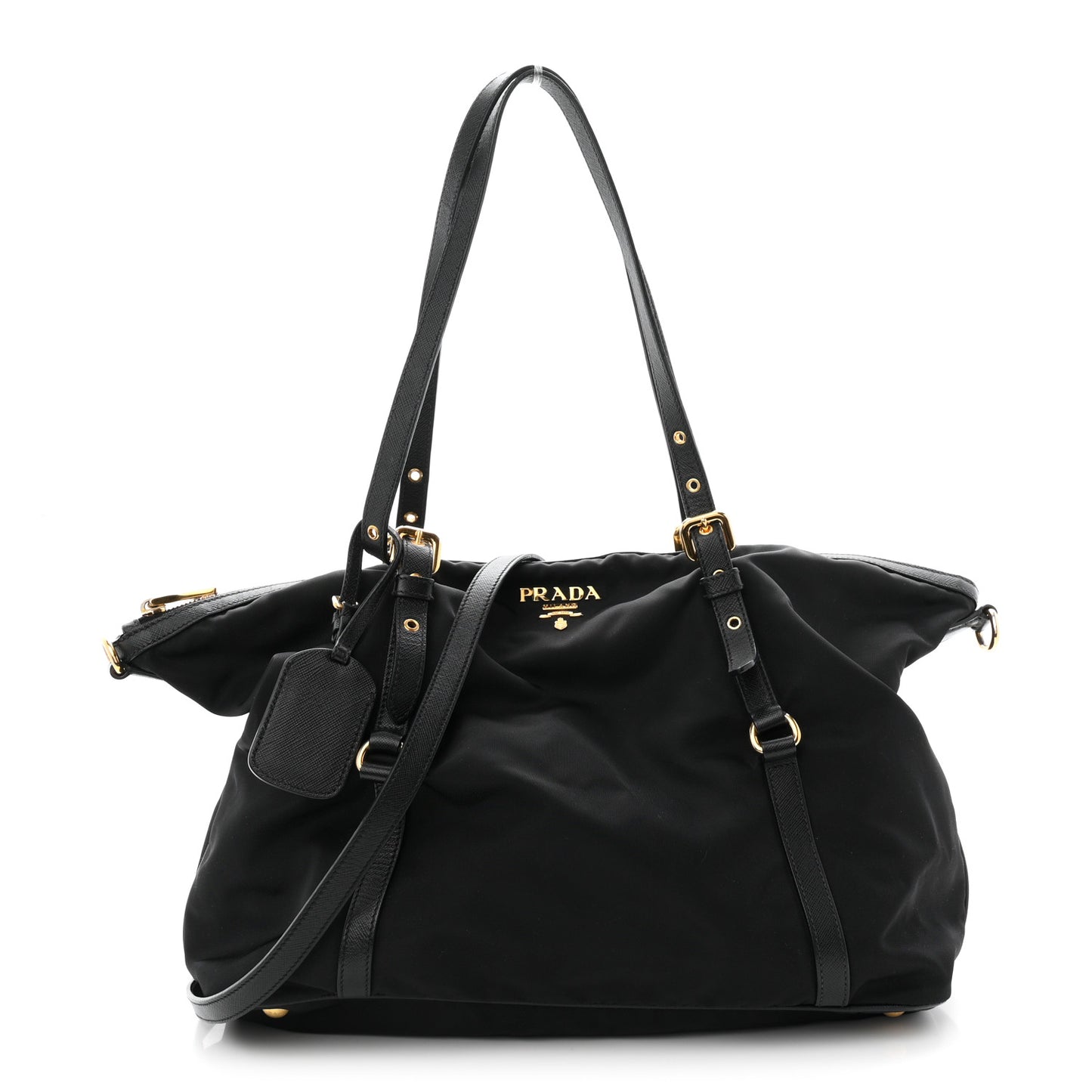 Saffiano Tessuto Nylon Shopping Tote Black