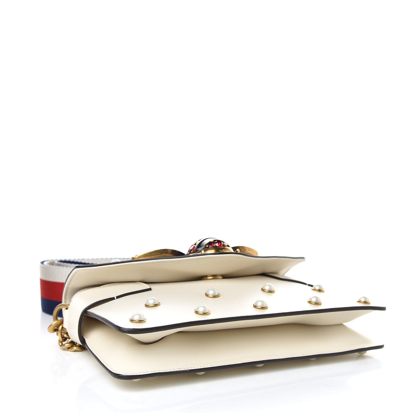 Nappa Pearl Studded Mini Queen Margaret Broadway Shoulder Bag Mystic White