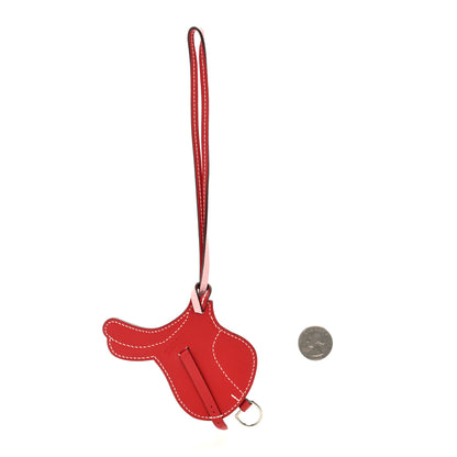 Hermes Swift Paddock Selle Horse Saddle Bag Charm Rouge Rose Sakura 2 of 3