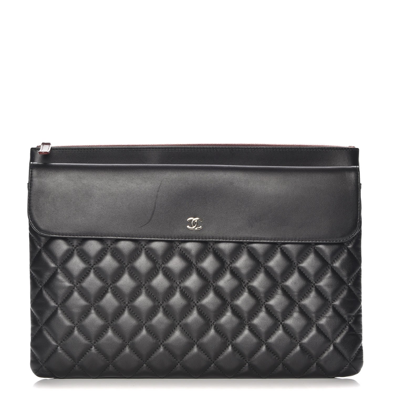 Chanel Lambskin Quilted Large Flap Cosmetic Case Black 1 of 7