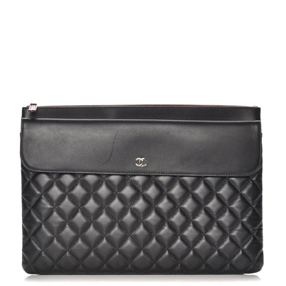 Chanel Lambskin Quilted Large Flap Cosmetic Case Black 1 of 7