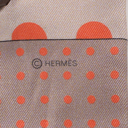 Hermes Silk Clic Clac a Pois Twilly Rose Nacre Marron Corail 4 of 4