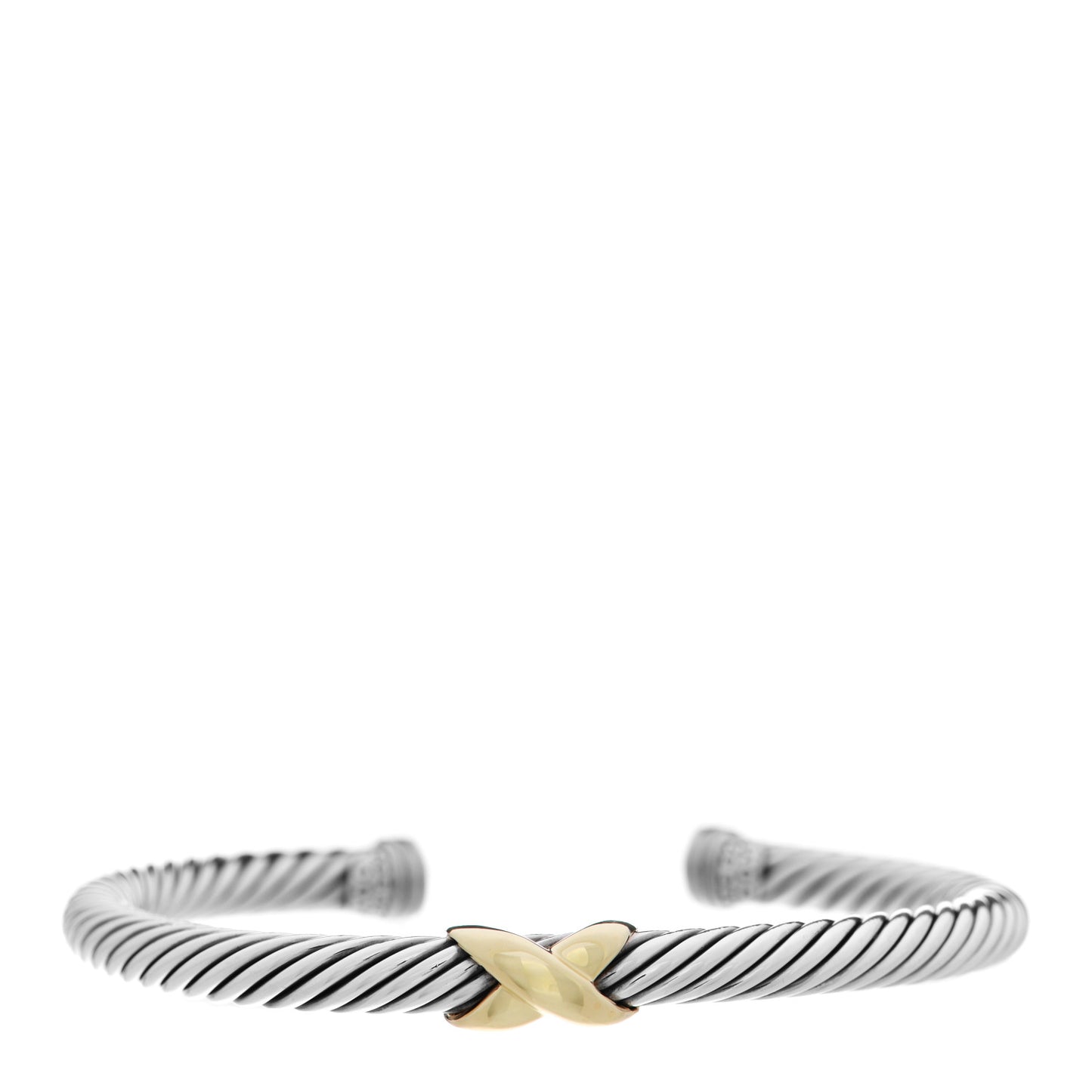 Sterling Silver 14K Yellow Gold 5mm X Station Cable Bracelet