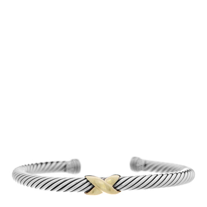 David Yurman Sterling Silver 14K Yellow Gold 5mm X Station Cable Bracelet 1 of 4