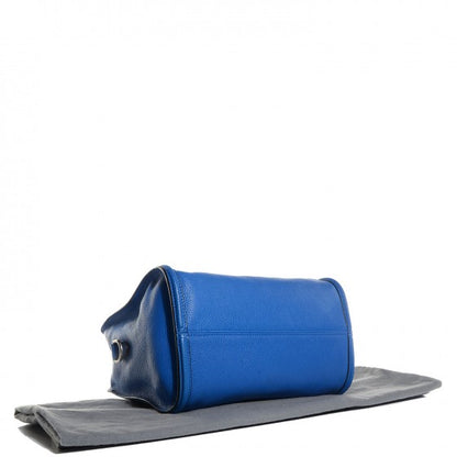 Alexander McQueen Pebbled Calfskin Small Skull Padlock Zip Around Tote Blue 4 of 9
