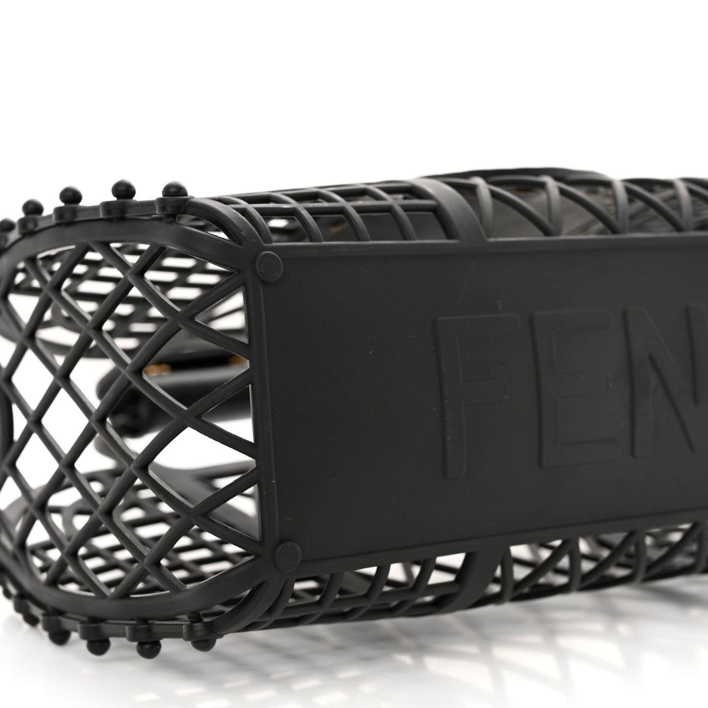 Recycled Plastic Vitello Liberty Matte Small Fendi Basket Black Miele Scuro