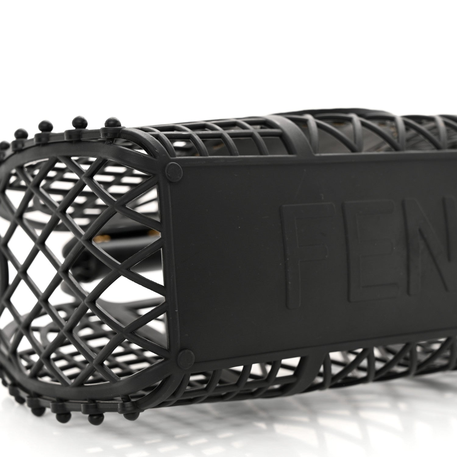 Fendi Recycled Plastic Vitello Liberty Matte Small Fendi Basket Black Miele Scuro 10 of 11