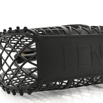Fendi Recycled Plastic Vitello Liberty Matte Small Fendi Basket Black Miele Scuro 10 of 11