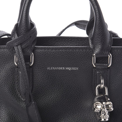 Alexander McQueen Pebbled Calfskin Mini Skull Padlock Zip Around Tote Black 10 of 10