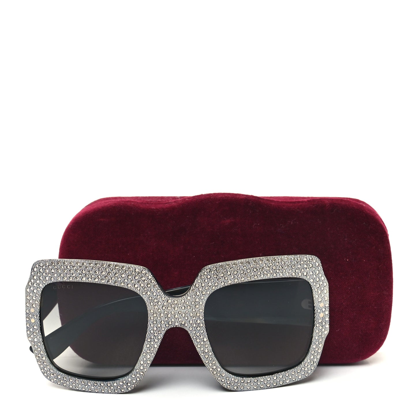 Crystal Square Frame Sunglasses GG0048S Grey