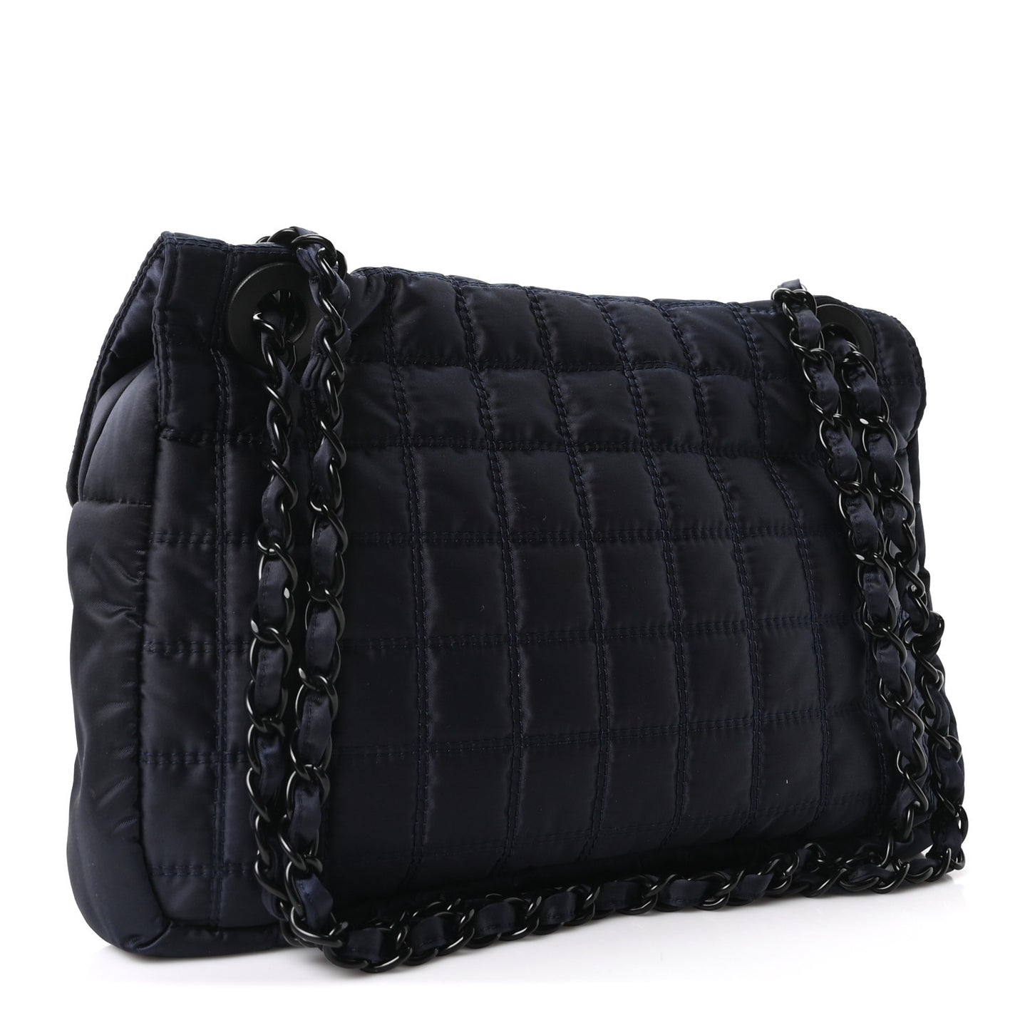 Nylon Quilted Ski Sport Flap Bag Navy