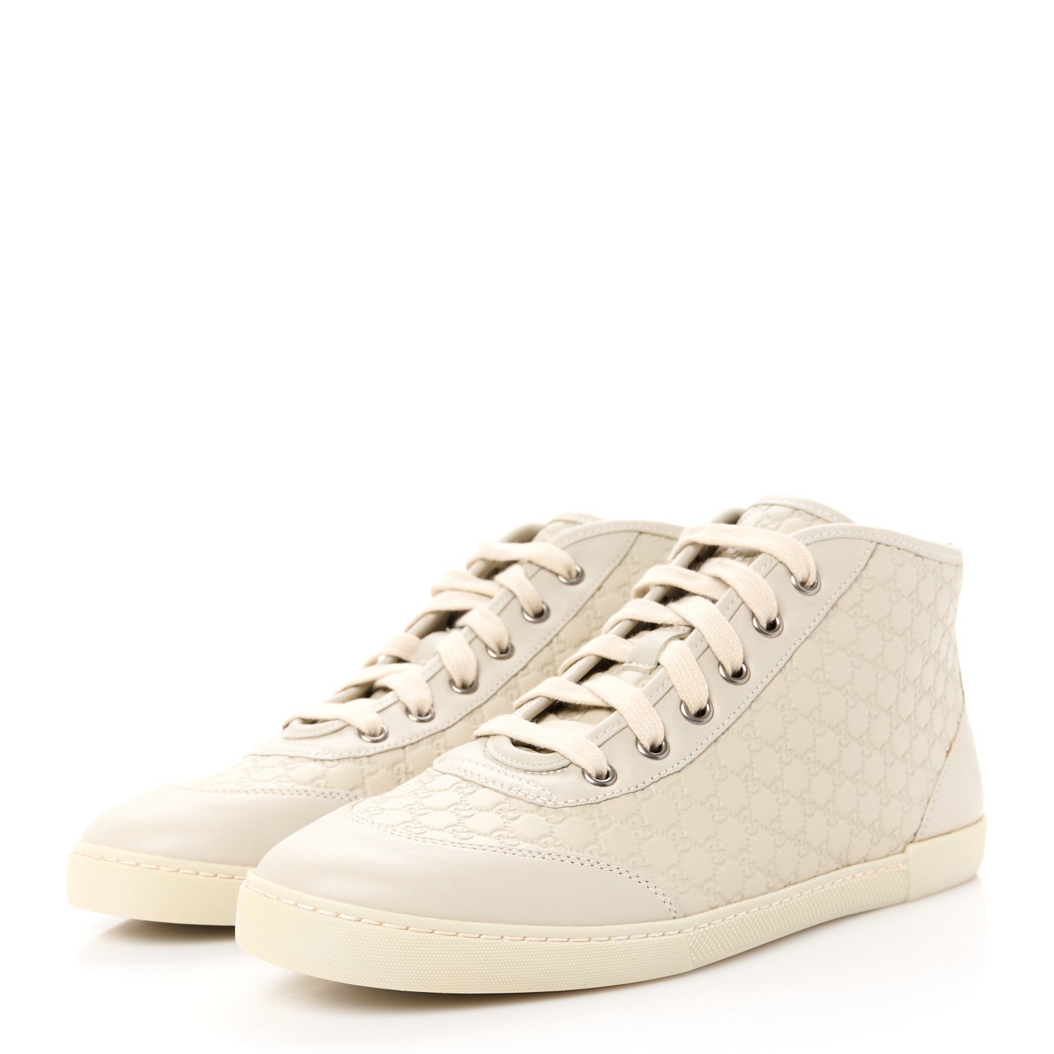 Gucci Microguccissima Womens High Top Sneakers 37.5 Off White 3 of 8