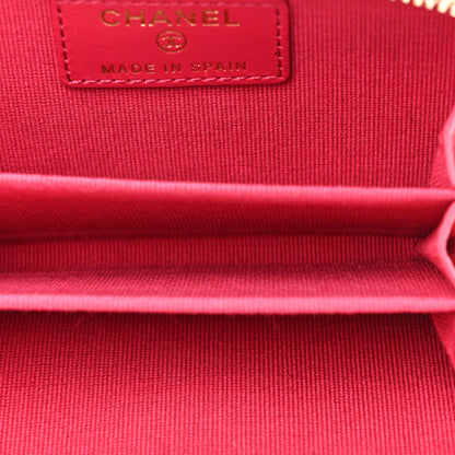 Chanel Caviar Quilted Perforated CC Zip Coin Purse Pink 5 of 11