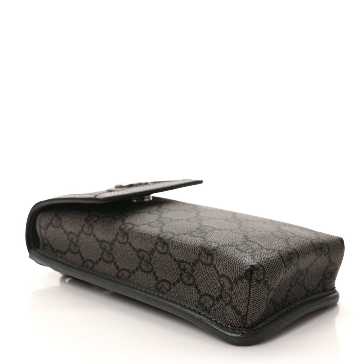 Gucci GG Supreme Monogram Textured Dollar Calfskin Phone Crossbody Bag Grey Black Graphite Grey 4 of 9