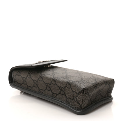 Gucci GG Supreme Monogram Textured Dollar Calfskin Phone Crossbody Bag Grey Black Graphite Grey 4 of 9