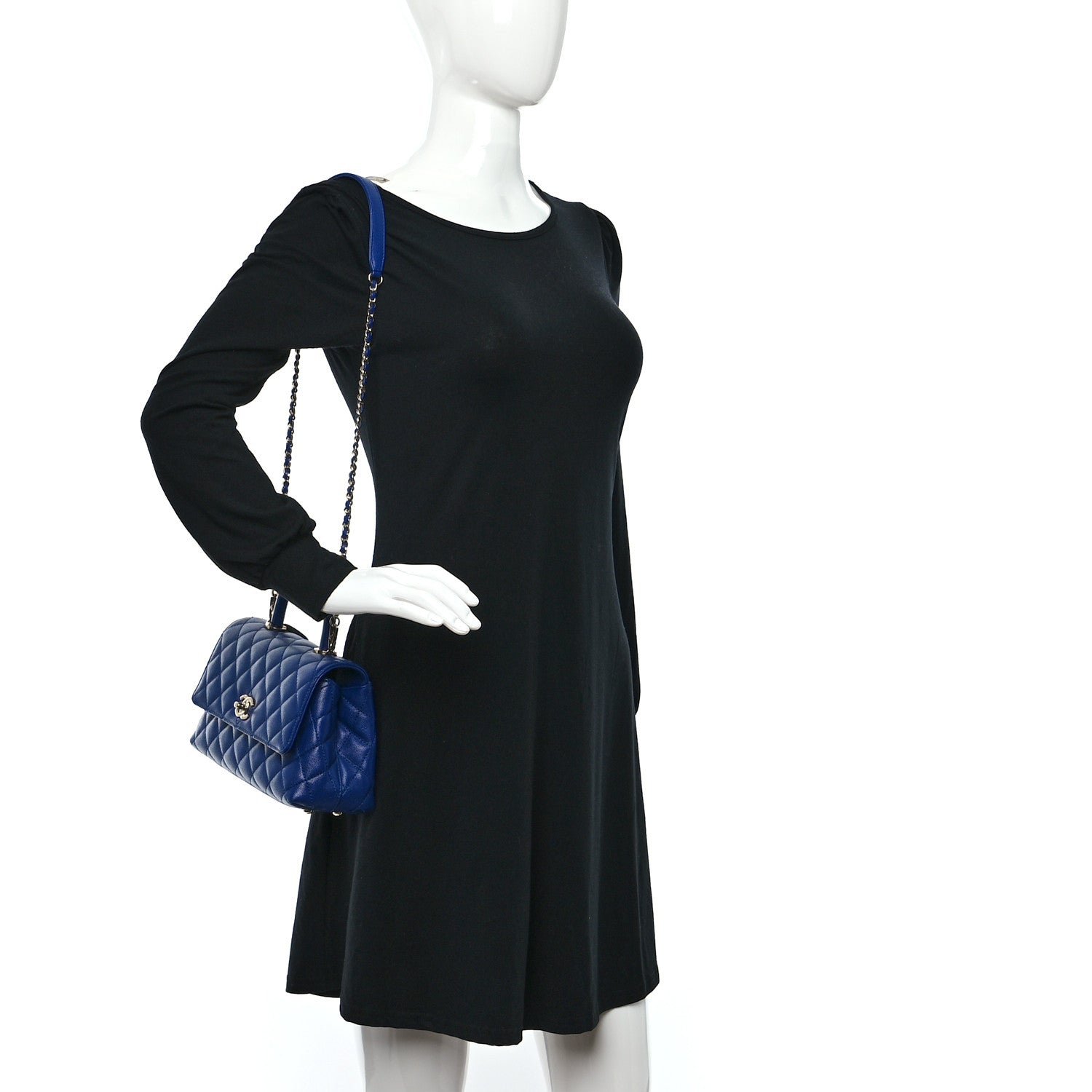 Chanel Caviar Quilted Mini Coco Handle Flap Blue 2 of 9