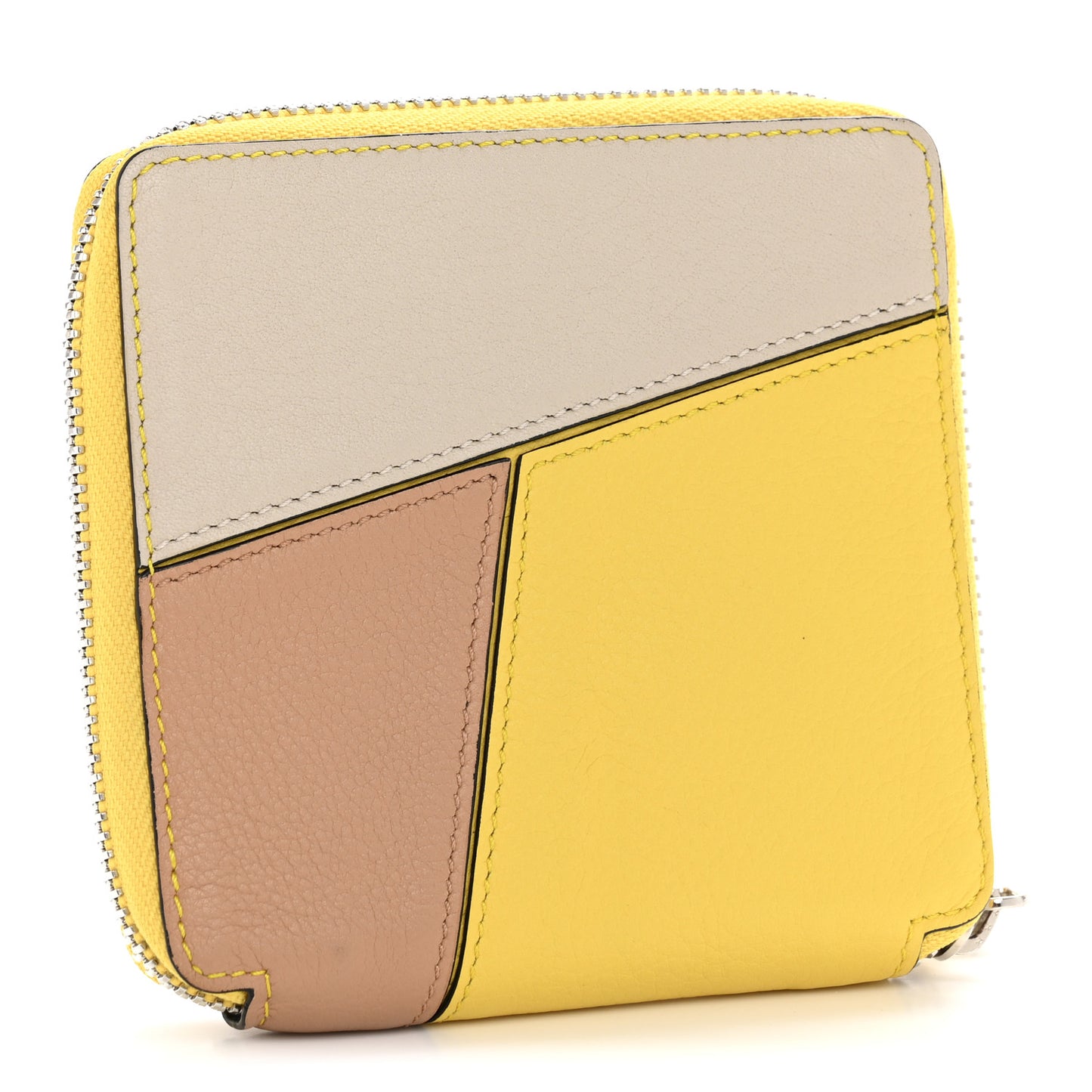 Calfskin Puzzle Zip Around Wallet Ochre Yellow