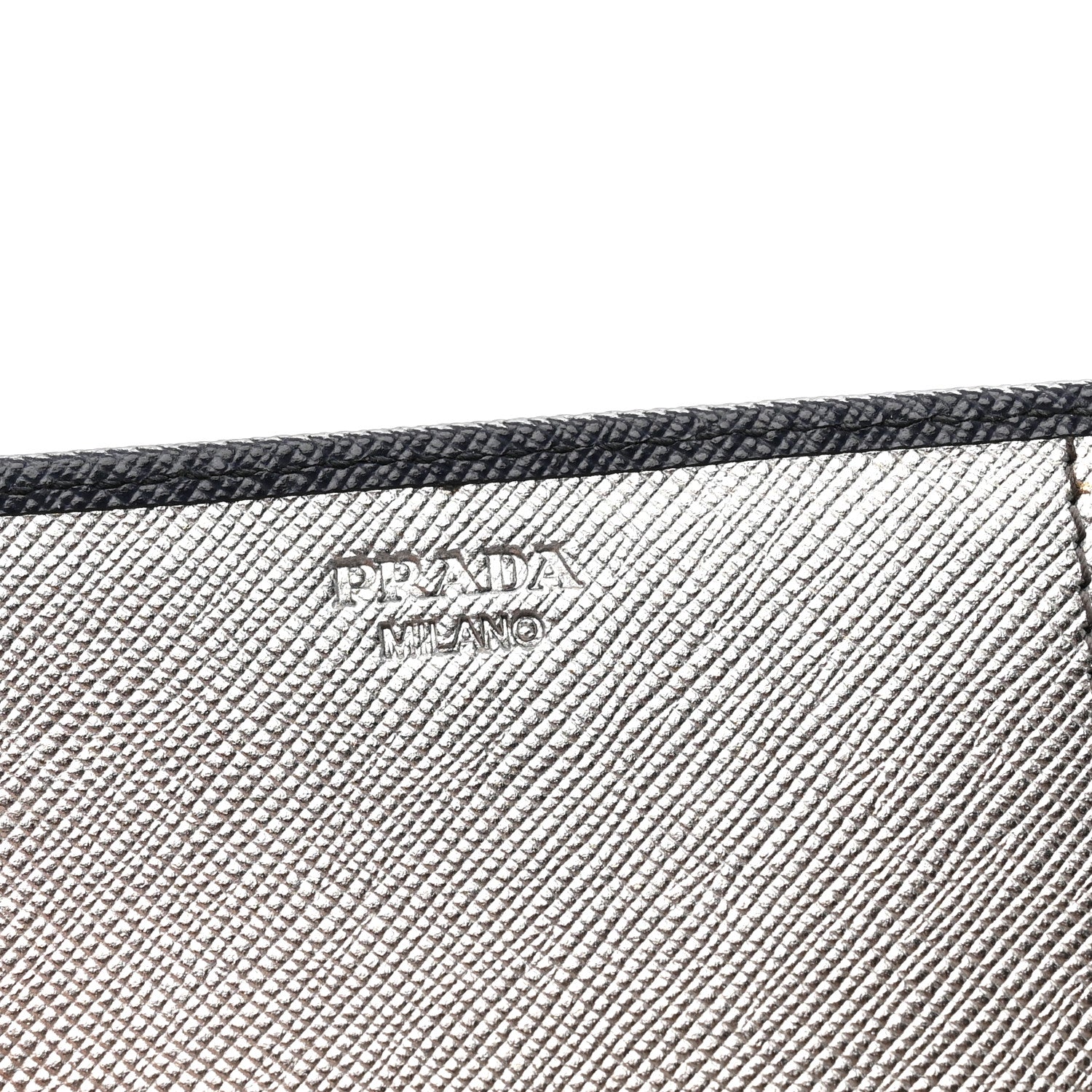Prada Saffiano Metal Continental Flap Wallet Baltico Argento 6 of 6